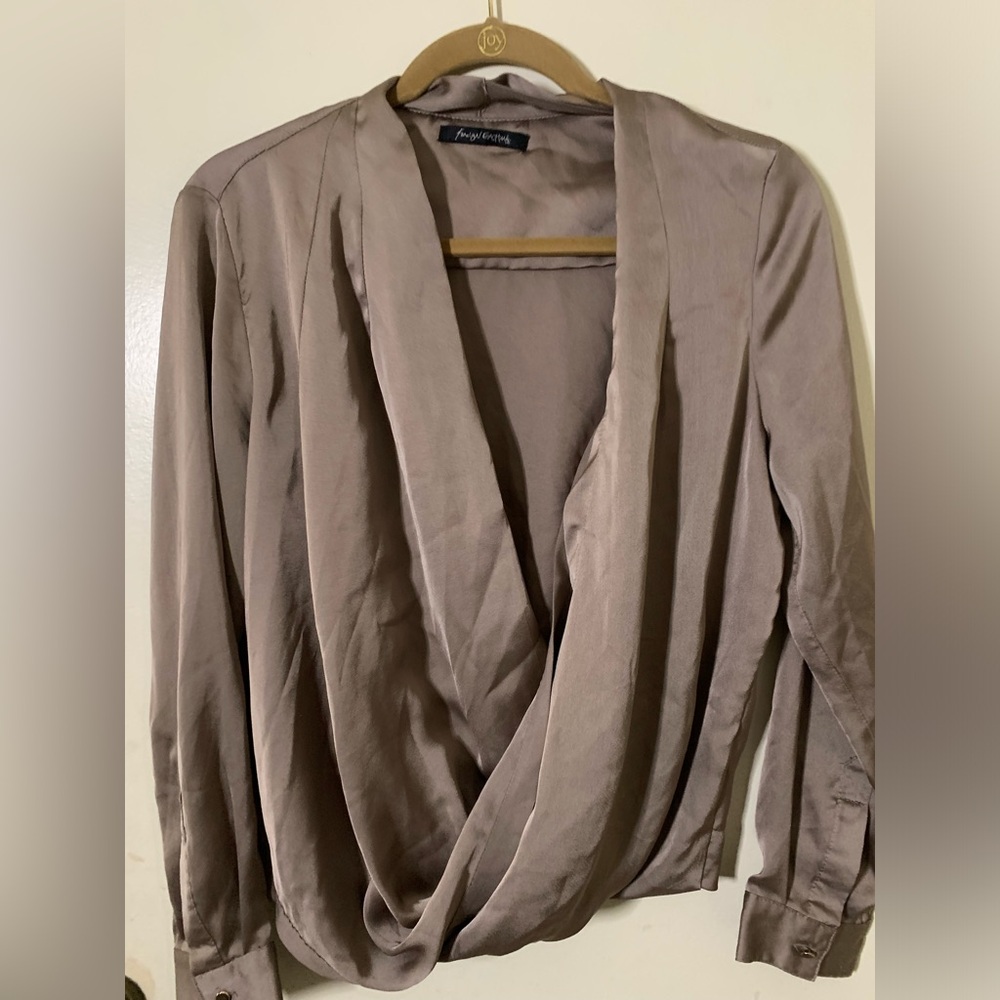 FOREIGN EXCHANGE BRWN SATIN BLOUSE M
